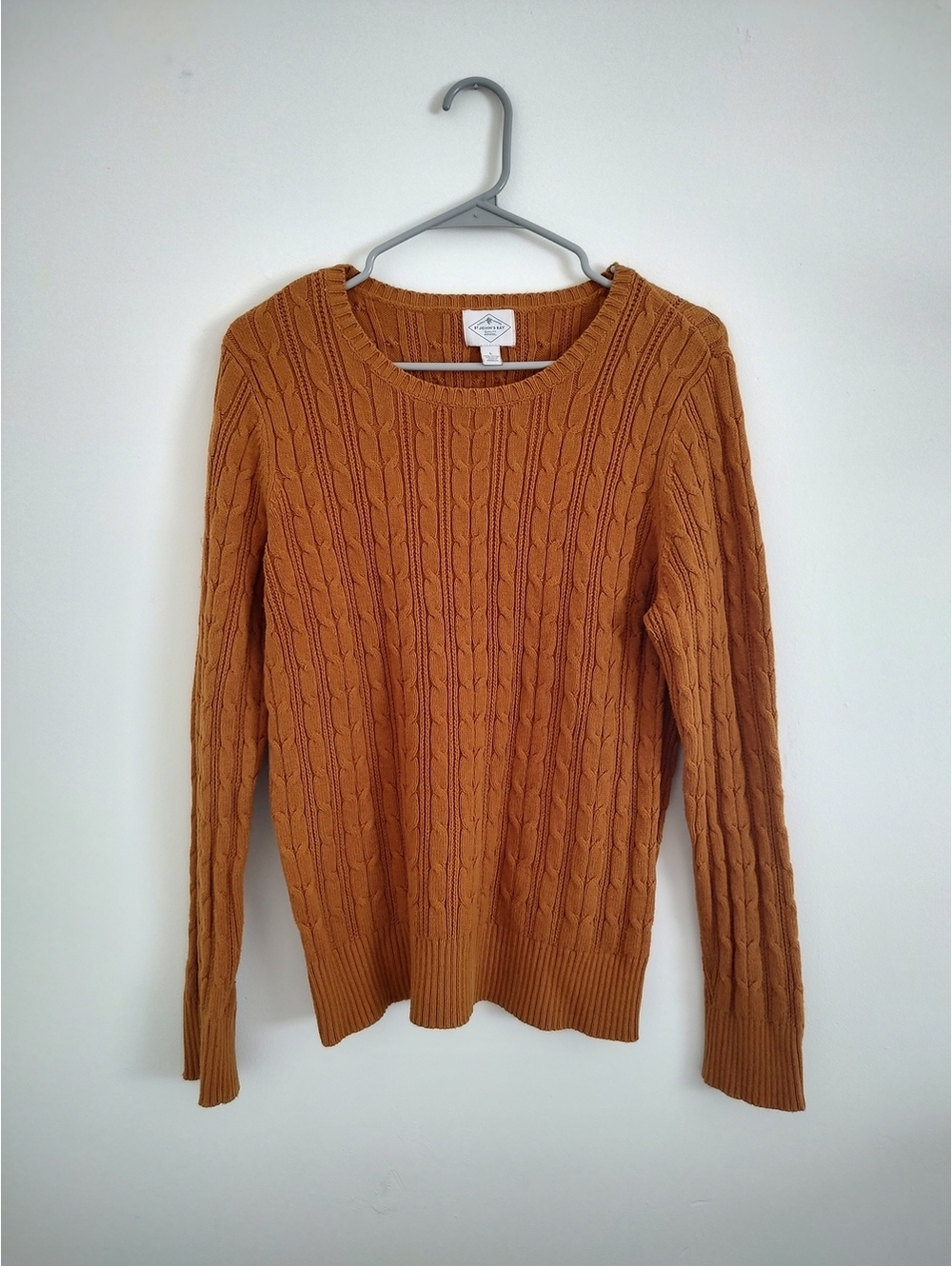 St. John's Bay Cable Knit Cotton Sweater in Mustard Size L